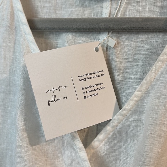 NWT Visible Art White Linen Short Sleeve Maxi Dress - Picture 4 of 8